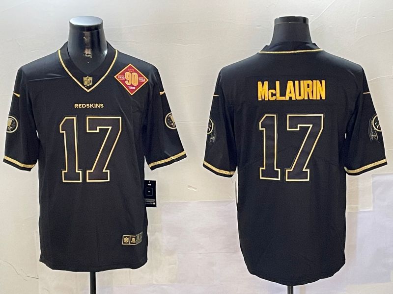 Men Washington Redskins #17 Mclaurin Black Gold Throwback 2024 Nike Limited NFL Jersey style 3->washington redskins->NFL Jersey